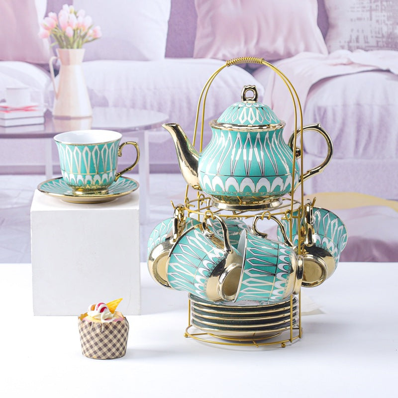 13 head titanium plated coffee pot cup plate European coffee cup teapot set