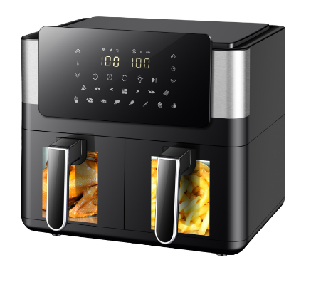 8L stainless steel double pot air fryer multifunctional visual large capacity household electric fryer only for french fries oven