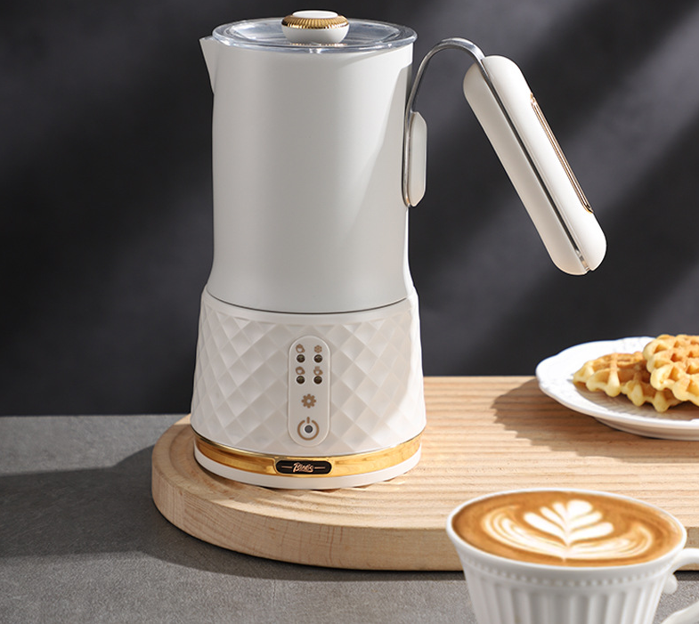 Bincoo electric milk frother, fully automatic milk frother, small household hot and cold coffee milk frother, mixer and frother.