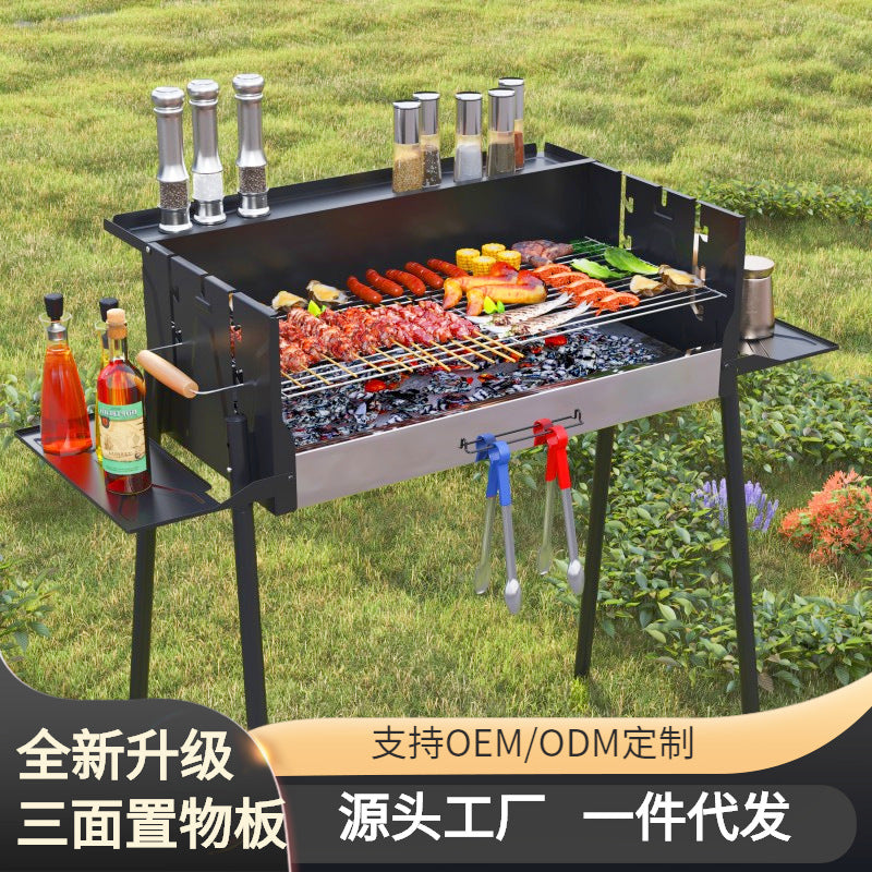 Barbecue, gril extérieur, portable et domestique pour la cour, four à barbecue au charbon de bois et en acier inoxydable, foyer de camping, four à thé et à rôtir la viande.