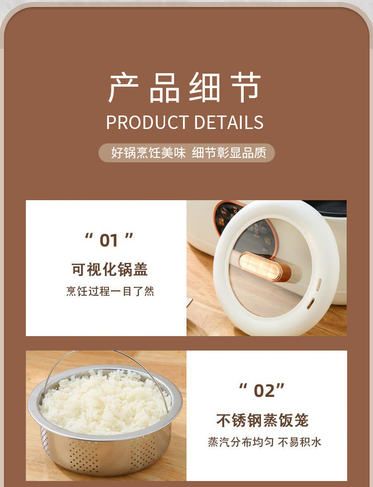 Cuiseur à riz à double chambre, marmite électrique multifonctionnelle à double commande pour canard mandarin, cuiseur à riz électrique, cuiseur électrique à double chambre.
