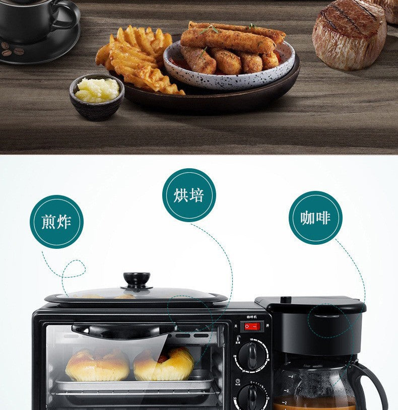 3-in-1 breakfast machine, home multifunctional breakfast machine, coffee making, hot milk, electric oven