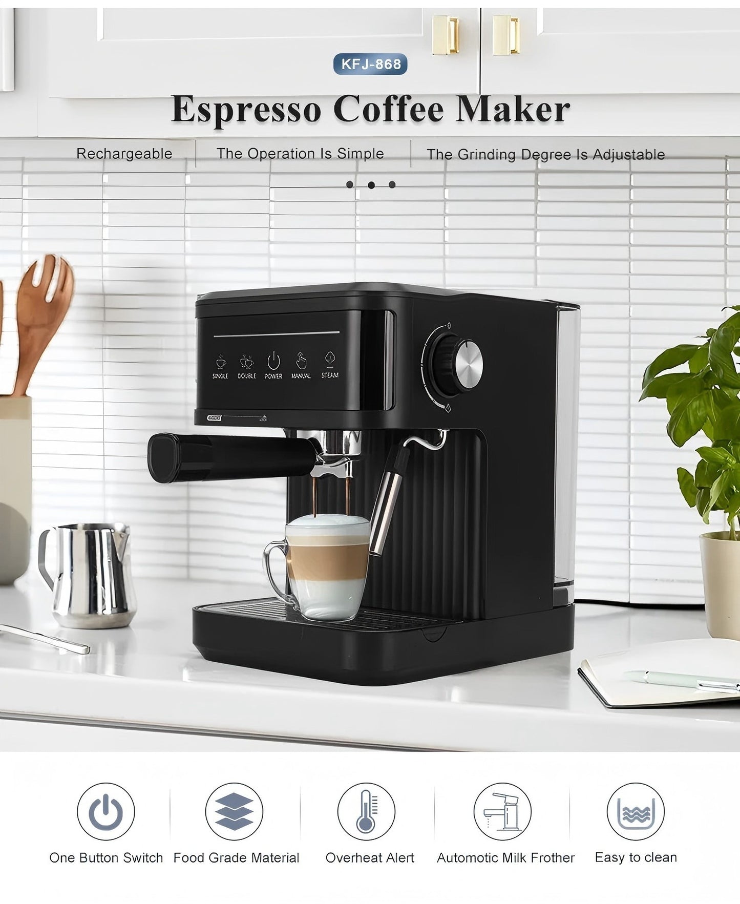 20BAR Italian coffee machine, home semi-automatic espresso machine, Coffee machine