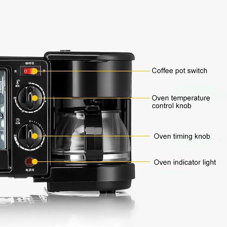 3-in-1 breakfast machine, home multifunctional breakfast machine, coffee making, hot milk, electric oven