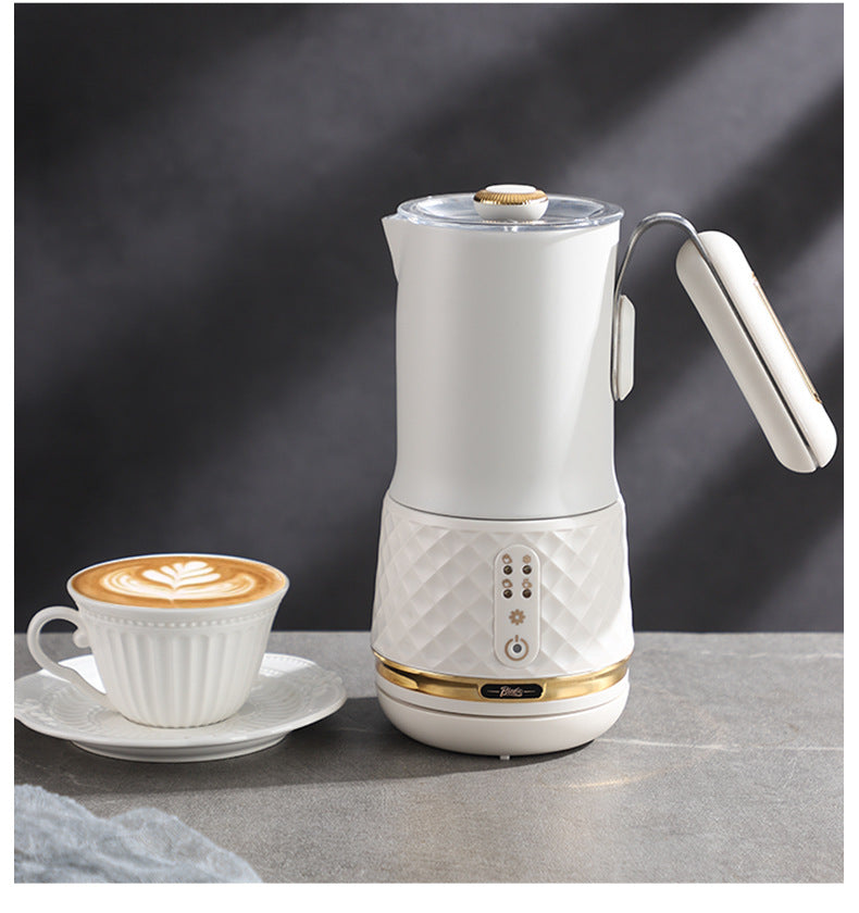 Bincoo electric milk frother, fully automatic milk frother, small household hot and cold coffee milk frother, mixer and frother.