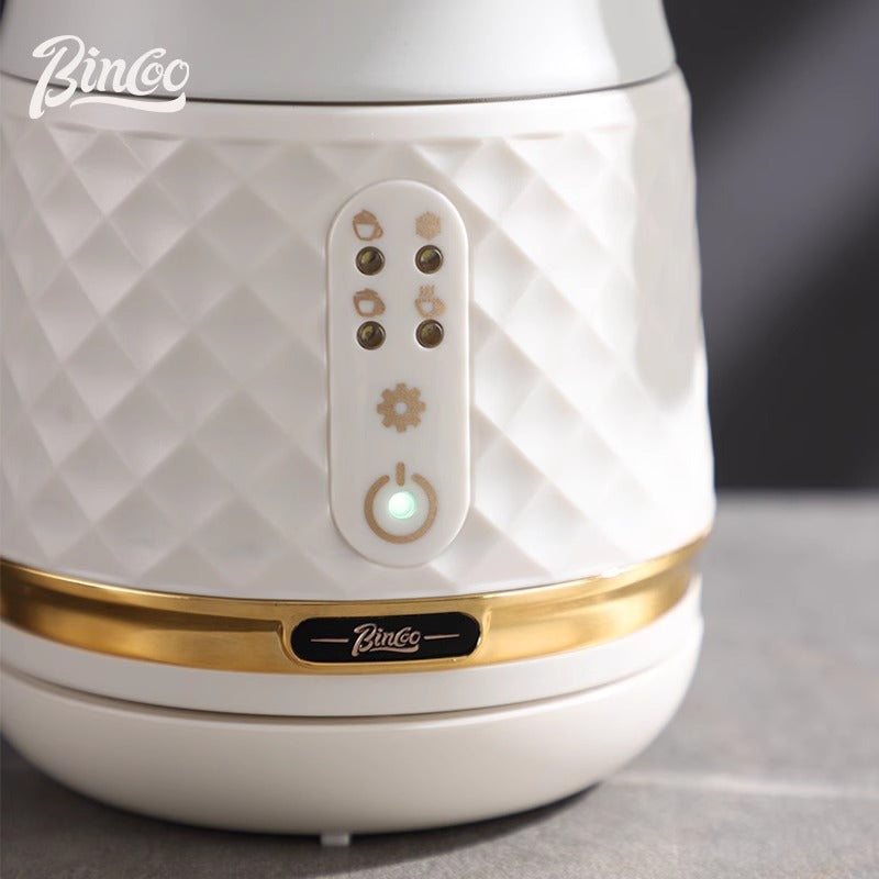Bincoo electric milk frother, fully automatic milk frother, small household hot and cold coffee milk frother, mixer and frother.
