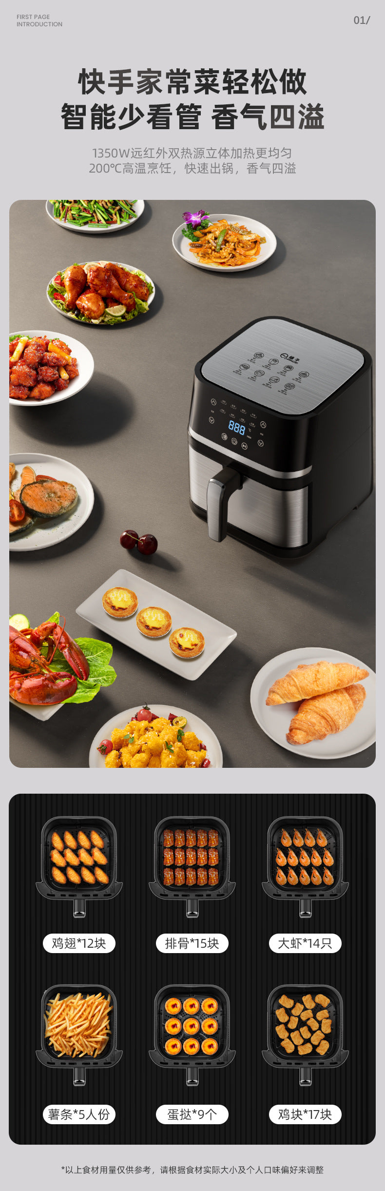 Air fryer multifunctional Yangtze air fryer 8-liter household large capacity electric fryer stainless steel