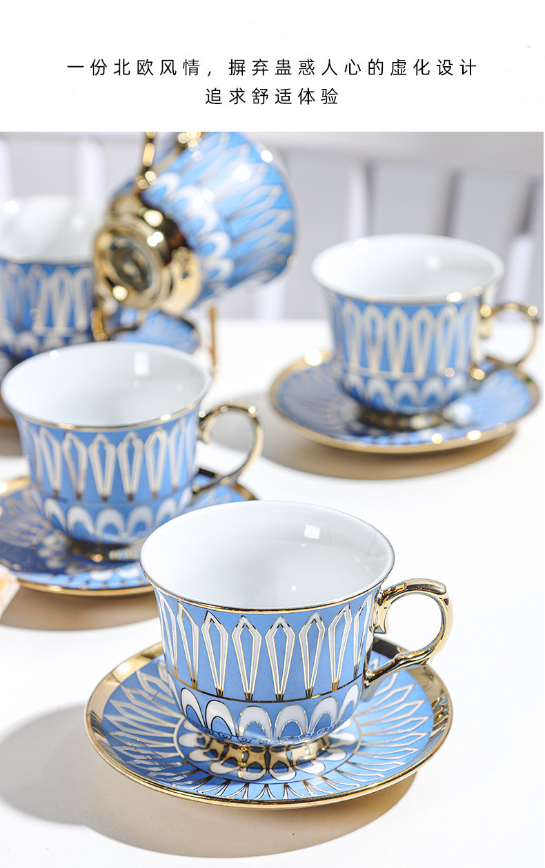 13 head titanium plated coffee pot cup plate European coffee cup teapot set