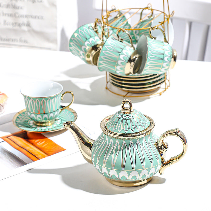 13 head titanium plated coffee pot cup plate European coffee cup teapot set