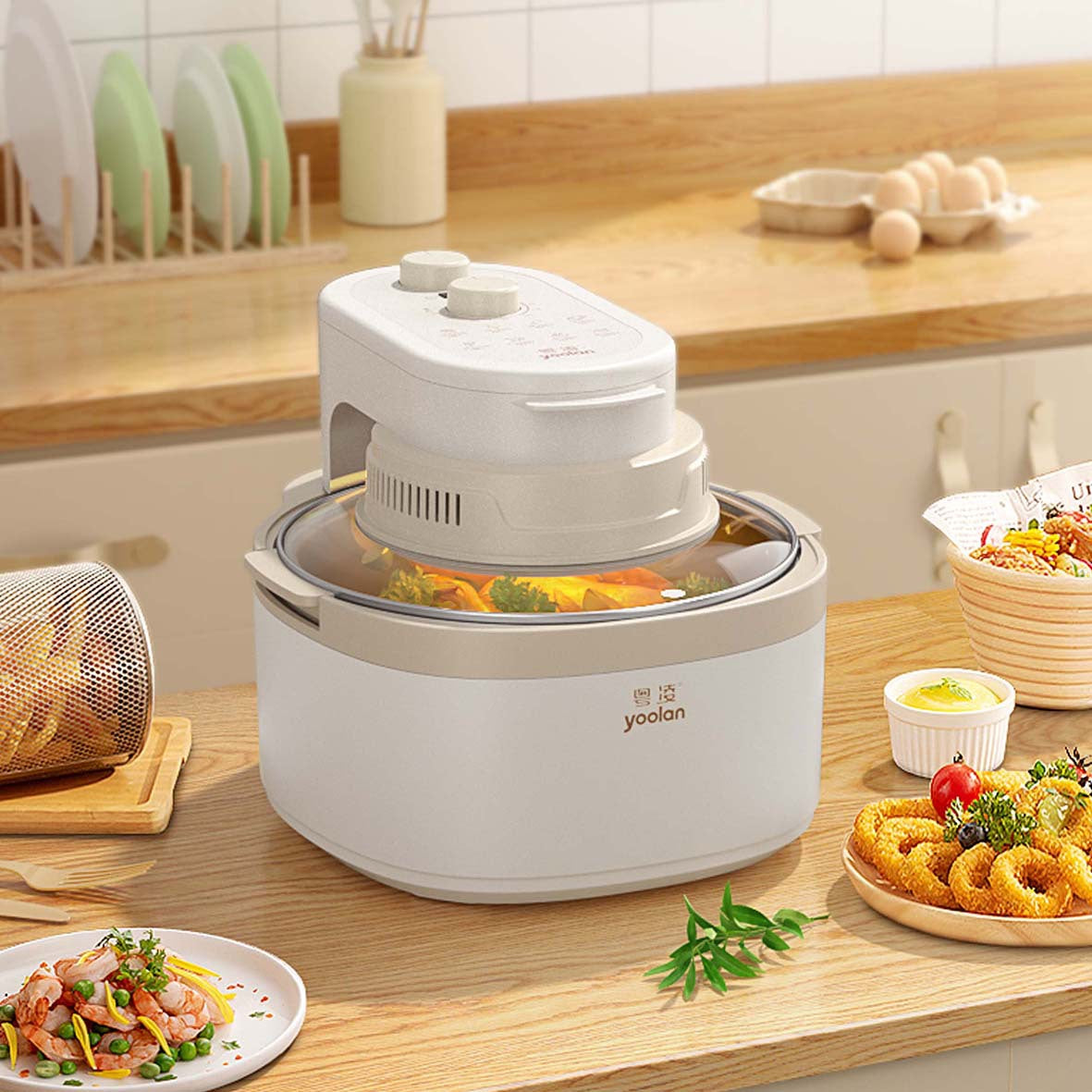 Air fryer multifunctional Yangtze air fryer 8-liter household large capacity electric fryer stainless steel