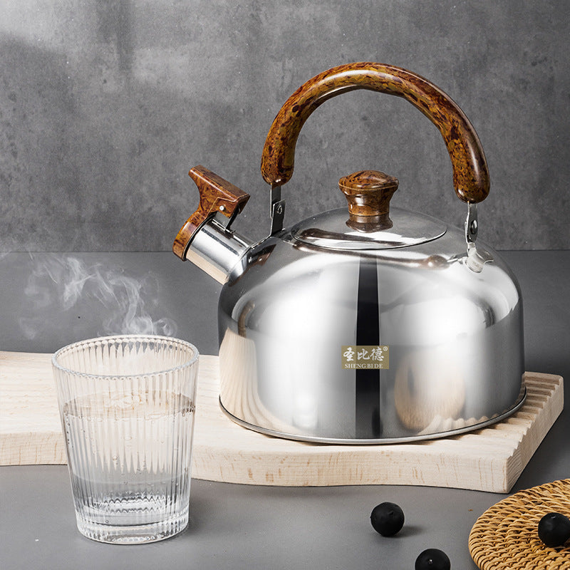 Ensemble de batterie de cuisine en acier inoxydable de 12 pièces, avec poignées en grain de bois, amovibles, y compris bouilloire, ustensiles de cuisine.