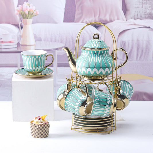 13 head titanium plated coffee pot cup plate European coffee cup teapot set