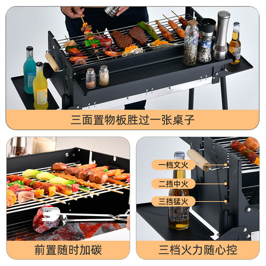 Barbecue, gril extérieur, portable et domestique pour la cour, four à barbecue au charbon de bois et en acier inoxydable, foyer de camping, four à thé et à rôtir la viande. 