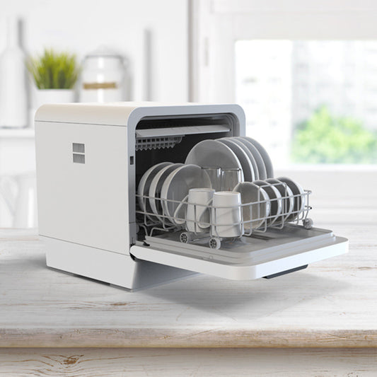 Lave-vaisselle domestique, entièrement automatique, à poser sur le comptoir et aucune installation nécessaire, taille mini, stérilisation UV, rangement intégré et intelligent, capacité pour 4 couverts. 