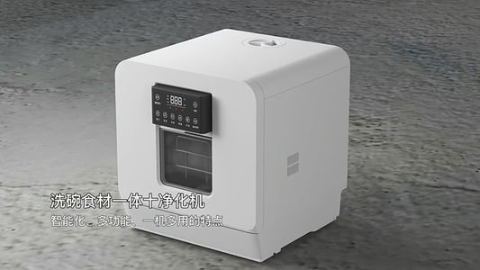Lave-vaisselle domestique, entièrement automatique, à poser sur le comptoir et aucune installation nécessaire, taille mini, stérilisation UV, rangement intégré et intelligent, capacité pour 4 couverts. 